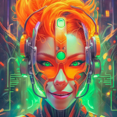 Cyborg aux cheveux orangées